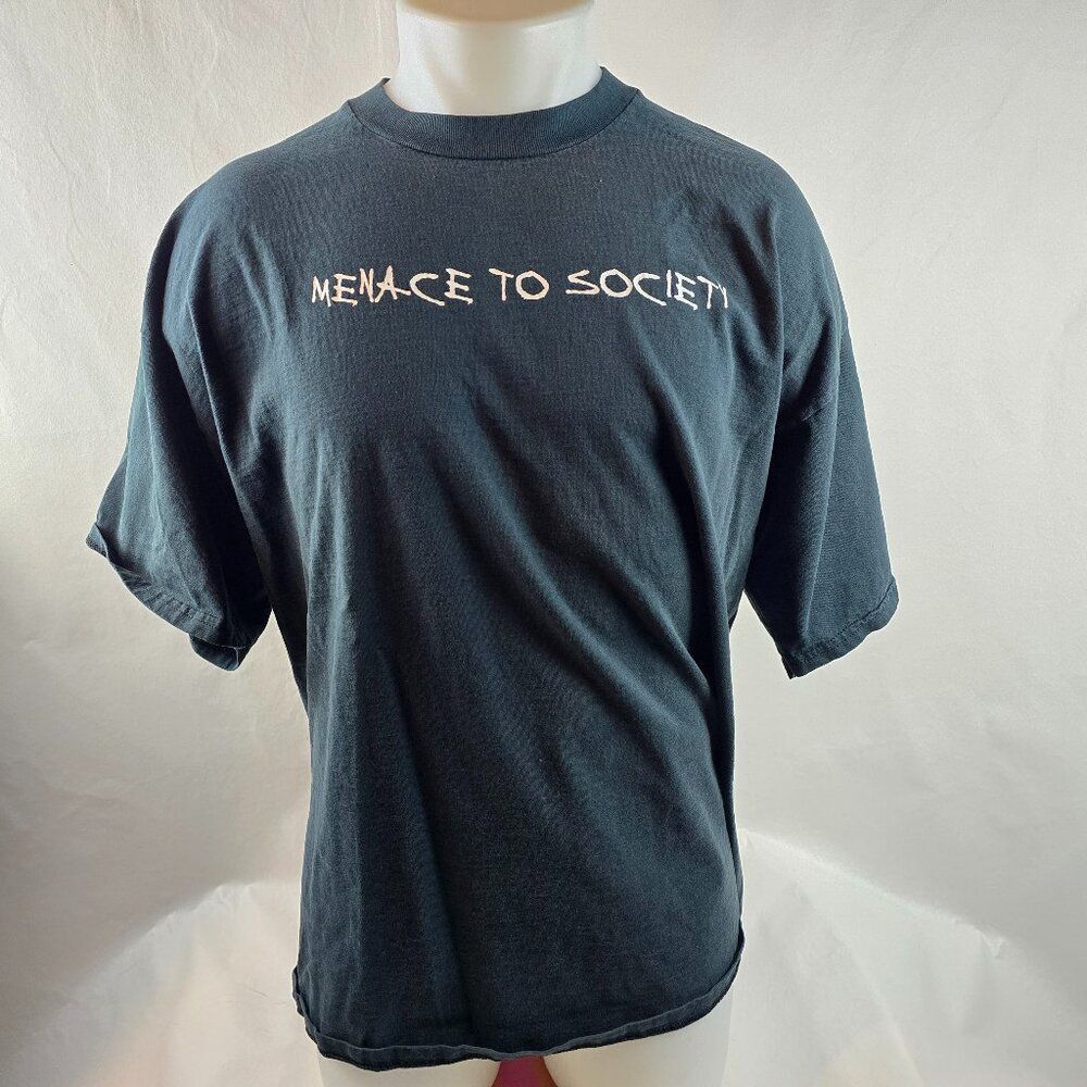 Menace To Society T Shirt Mens 2XL Black Graphic Streetwear Tee TNT Trau Loevner
